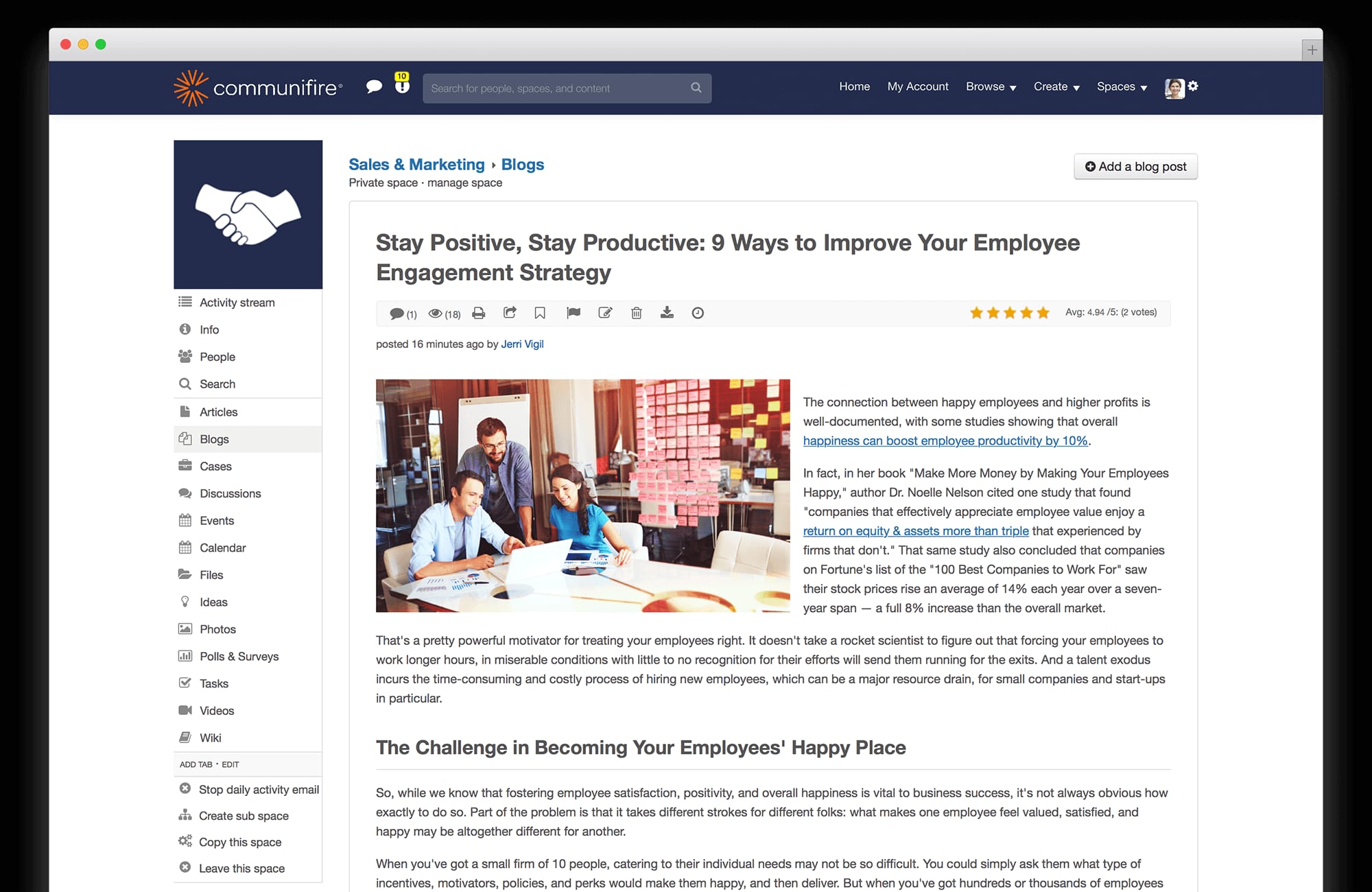 intranet user adoption strategy - content creation