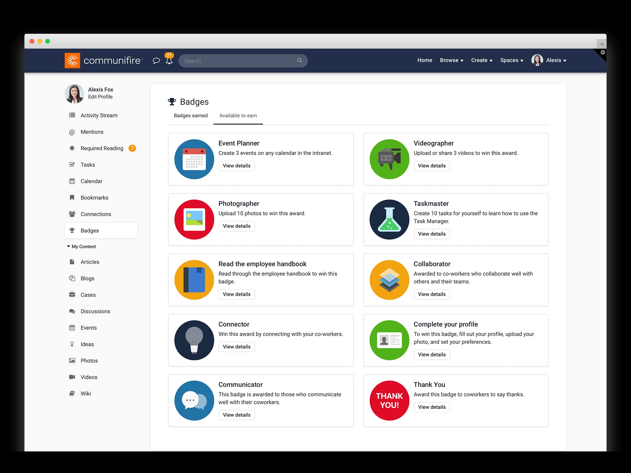 employee profiles - gamification badges