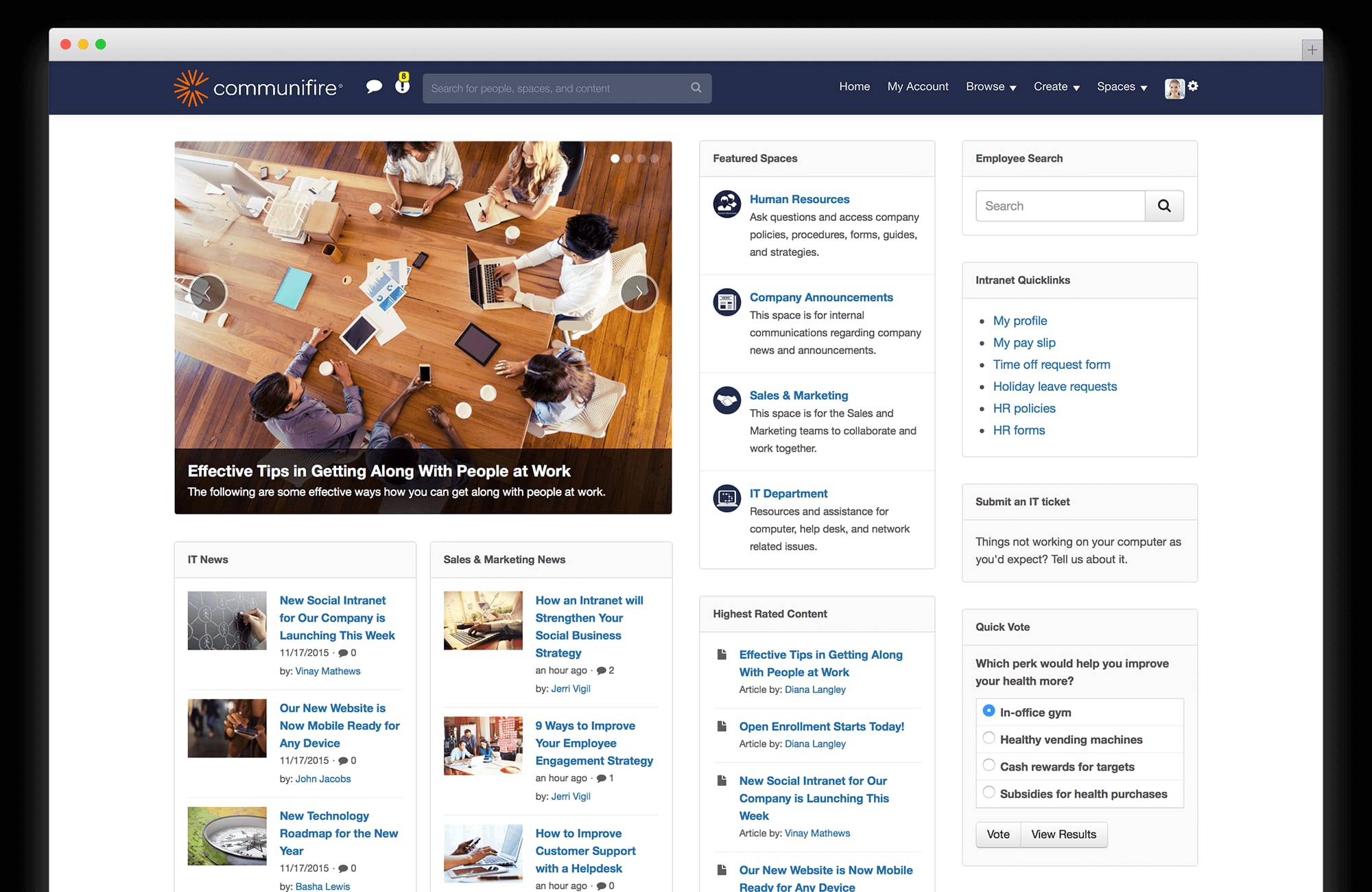 intranet team roles - homepage design