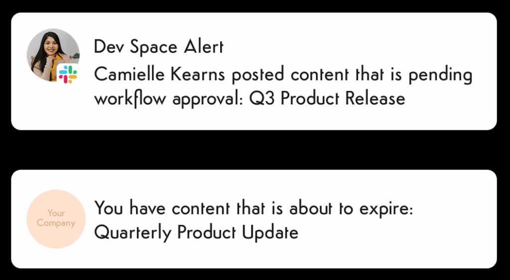 notifications for knowledge base tools for version control and content management systems